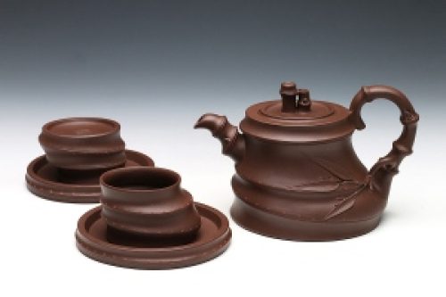 谢曼伦制紫竹根茶具壶