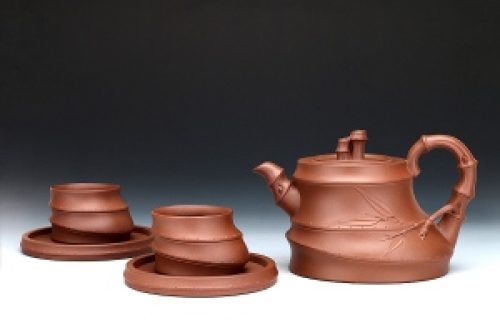 谢曼伦制五头竹根茶具壶