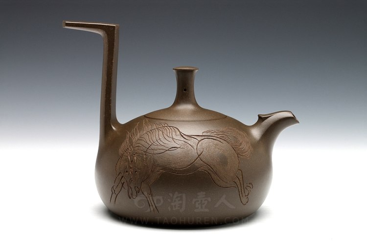 韩美林设计陶刻鲍廷博制天马行空壶