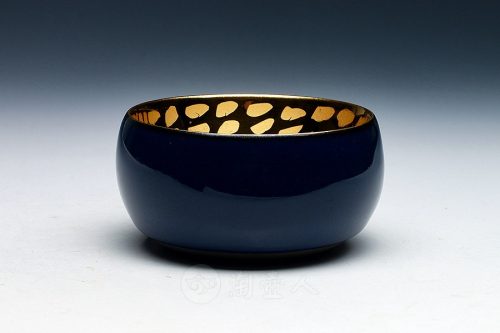 刻金釉盏(蓝)紫砂壶