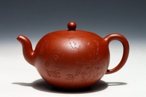 全手小一粒珠(范曾书画·鲍志强陶刻)紫砂壶