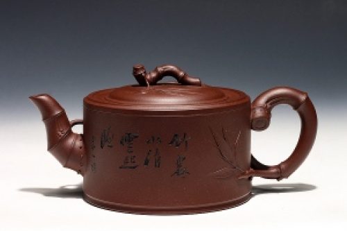 全手一节竹段(鲍志强铭)紫砂壶