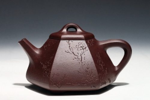 全手六方石瓢(朱晓清书画)紫砂壶
