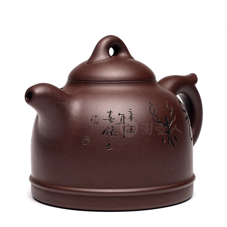 宜兴名家吴群祥紫砂壶作品《紫钟壶》原矿全手工优惠全场包邮真品保证