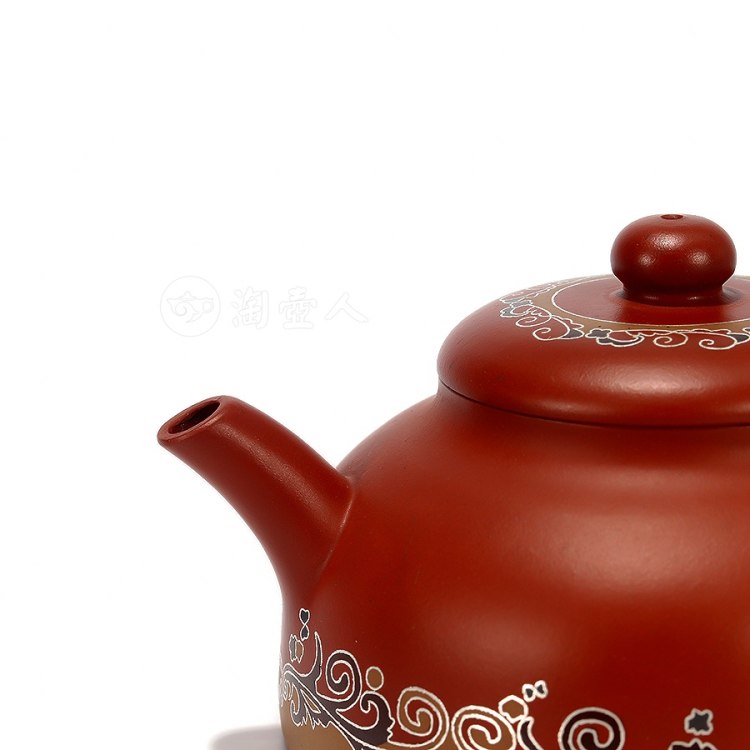钱美云全手工制《伴月壶(嵌银丝)》