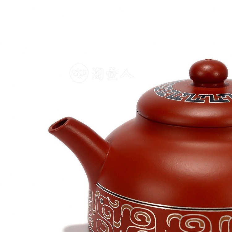 钱美云全手工制《伴月壶(嵌银丝)》