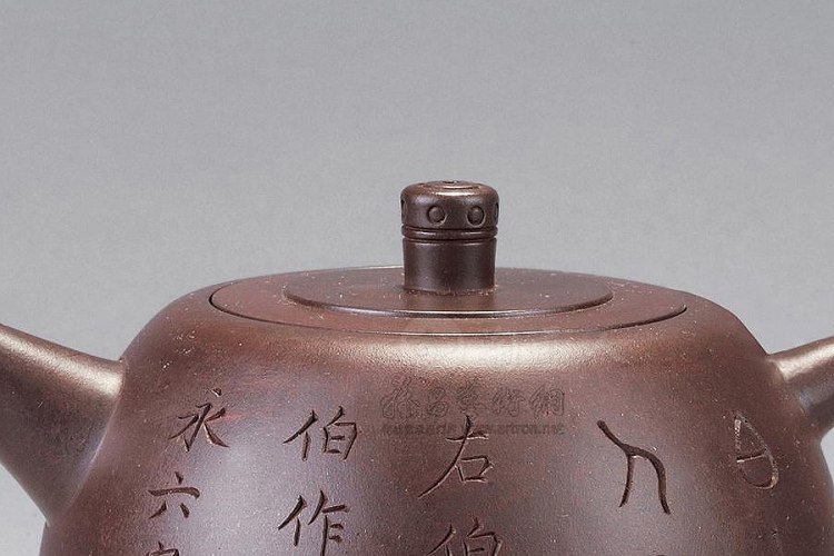 邵友兰制紫泥金石文字壶