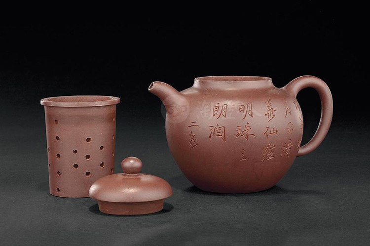 邵友兰制紫泥刻诗文壶