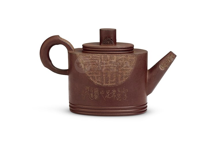 当代 徐秀棠制紫泥椭圆壶