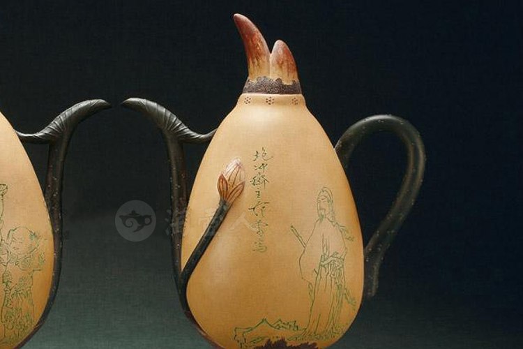蒋蓉、范曾合作 莲藕倒流壶
