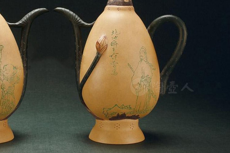 蒋蓉、范曾合作 莲藕倒流壶