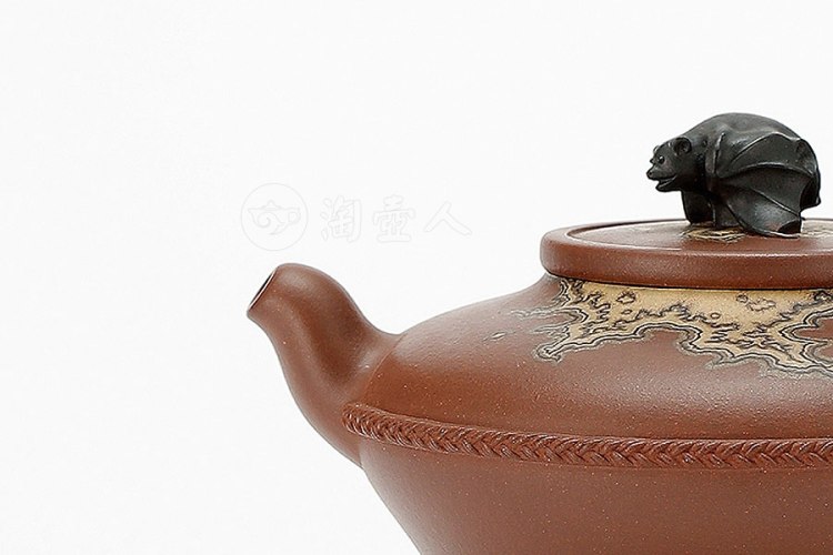 邹跃君制紫泥饰绞泥福星壶