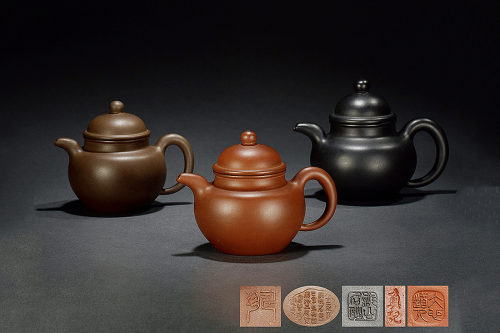 程寿珍制《紫泥掇球壶(三件)》