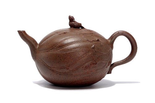 崔逸鹏全手工制《墨荷壶（薄胎柴烧）》
