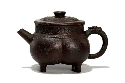 衍古造器制夔龙纹仿青铜紫砂壶 衍古造器制夔龙纹仿青铜紫砂壶