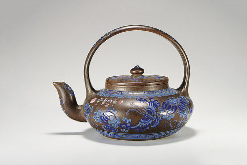 邵元祥制《蓝彩大提梁壶》