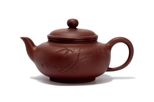 姜莲全手工制腹圆壶(沈龙娣书铭)