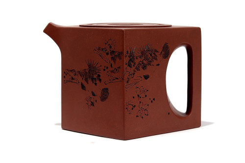 吴彬全手工制《阳羡四方壶(厉上清陶刻)》