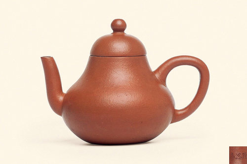 清中期 陆思亭款朱泥思亭壶
