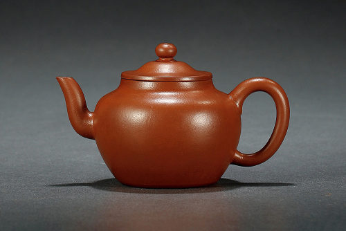 逸公款朱泥笠帽壶