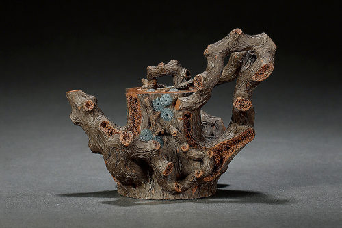 邵仲和制半匋款《紫泥松桩壶》